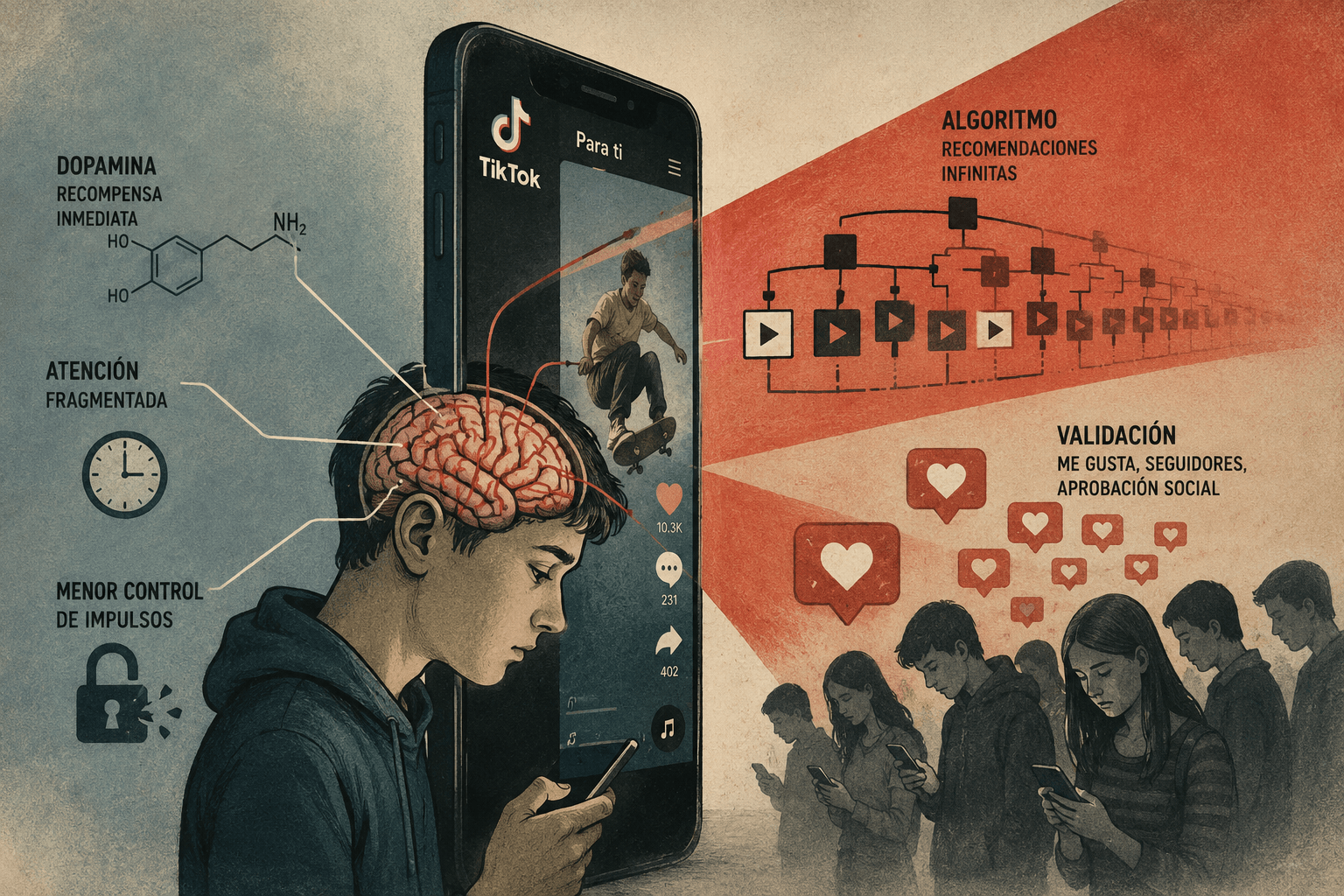 La ciencia del “scrolling”: Cómo TikTok reprograma los circuitos neuronales de los jóvenes